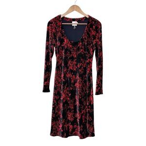 Anthropologie HD In Paris Diedre Velvet Midi Dress Black Red Small